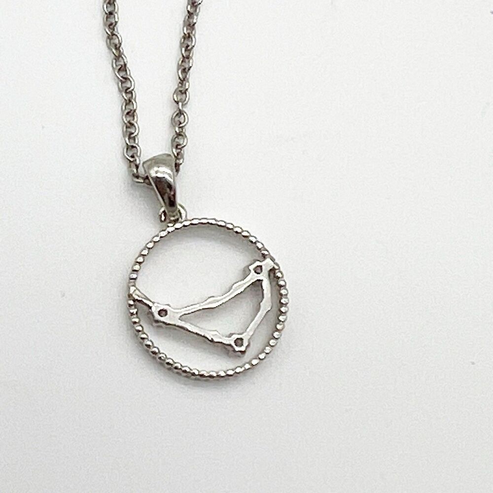Capricorn Constellation Zodiac Silver Tone CZ Pendant Charm Dainty Necklace 16” - Picture 5 of 6